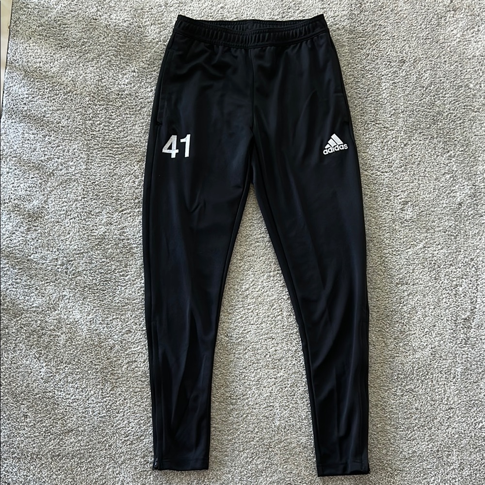 Adidas Mens Black Training Pants with White Logo